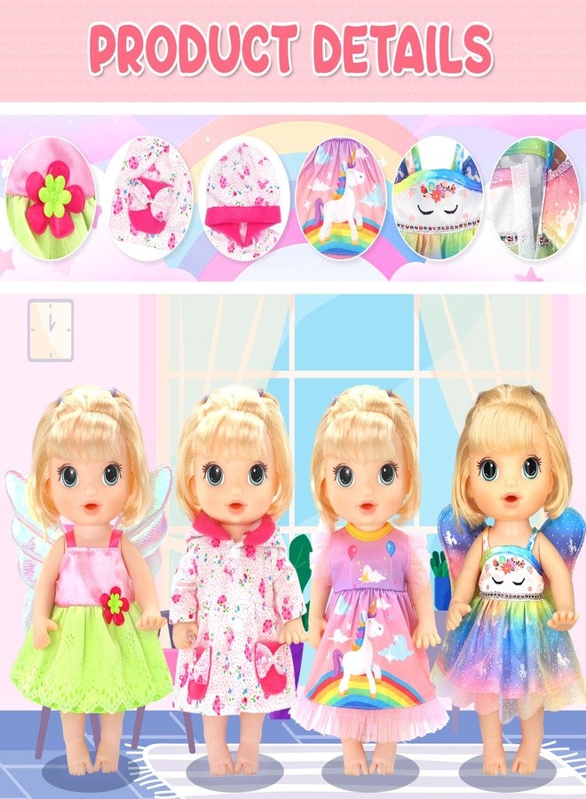 UNICORN ELEMENT 9 Pcs Alive Baby Girl Doll Clothes for 10-12 Inch Girl Dolls，12 Inch Alive Baby Doll Clothes Accessories Dress Outfits，Best Gift for Kids（No Dolls） - Image 3
